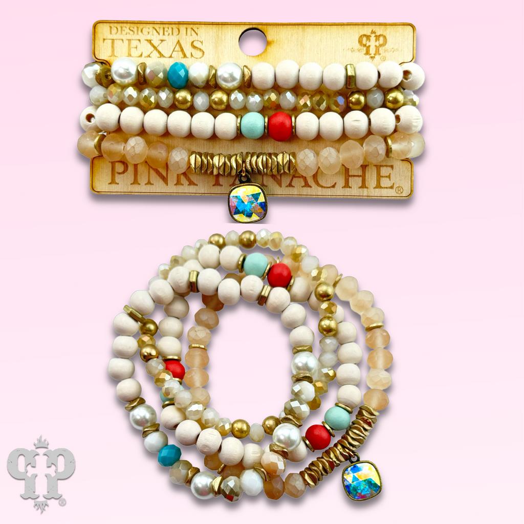 Colorful & White Crystal Bracelet Set