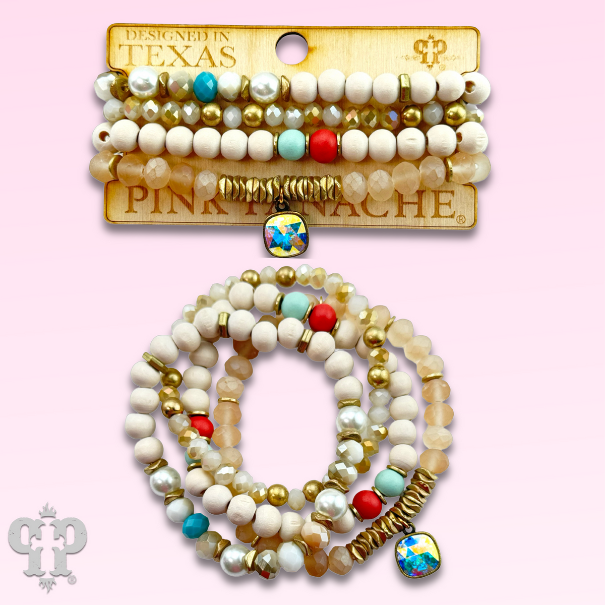 Colorful & White Crystal Bracelet Set
