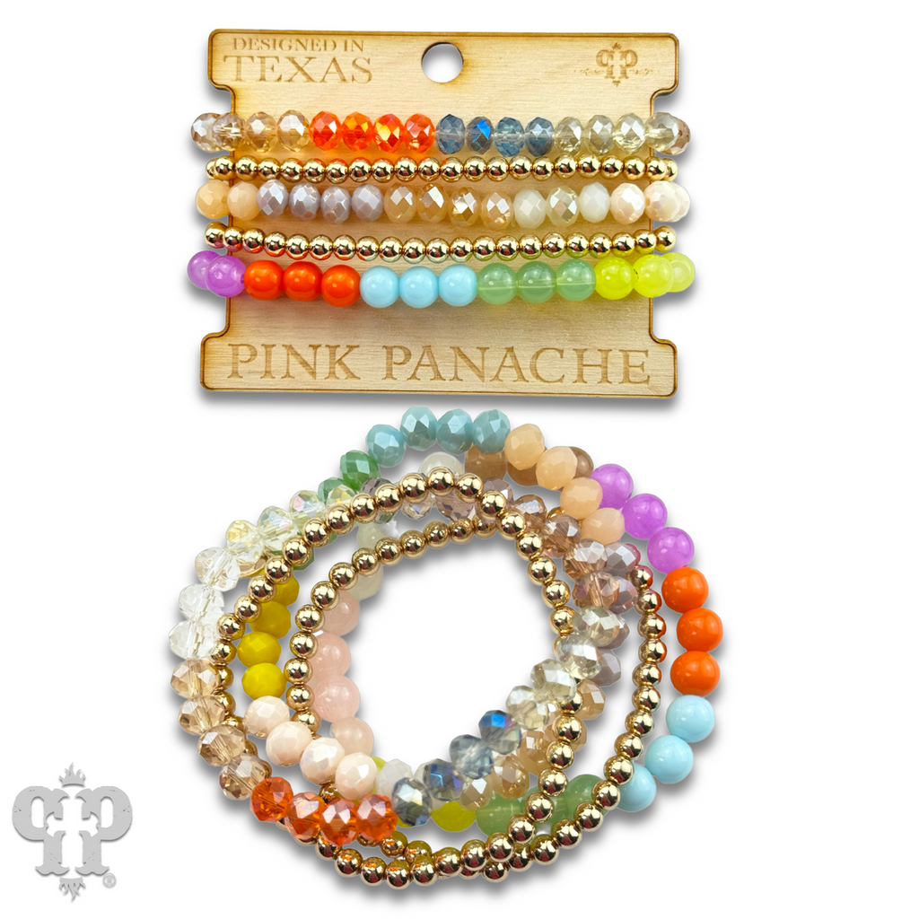 Colorful & Gold Bead Bracelet Set