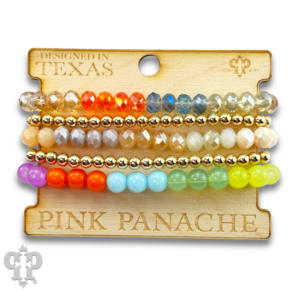 Colorful & Gold Bead Bracelet Set