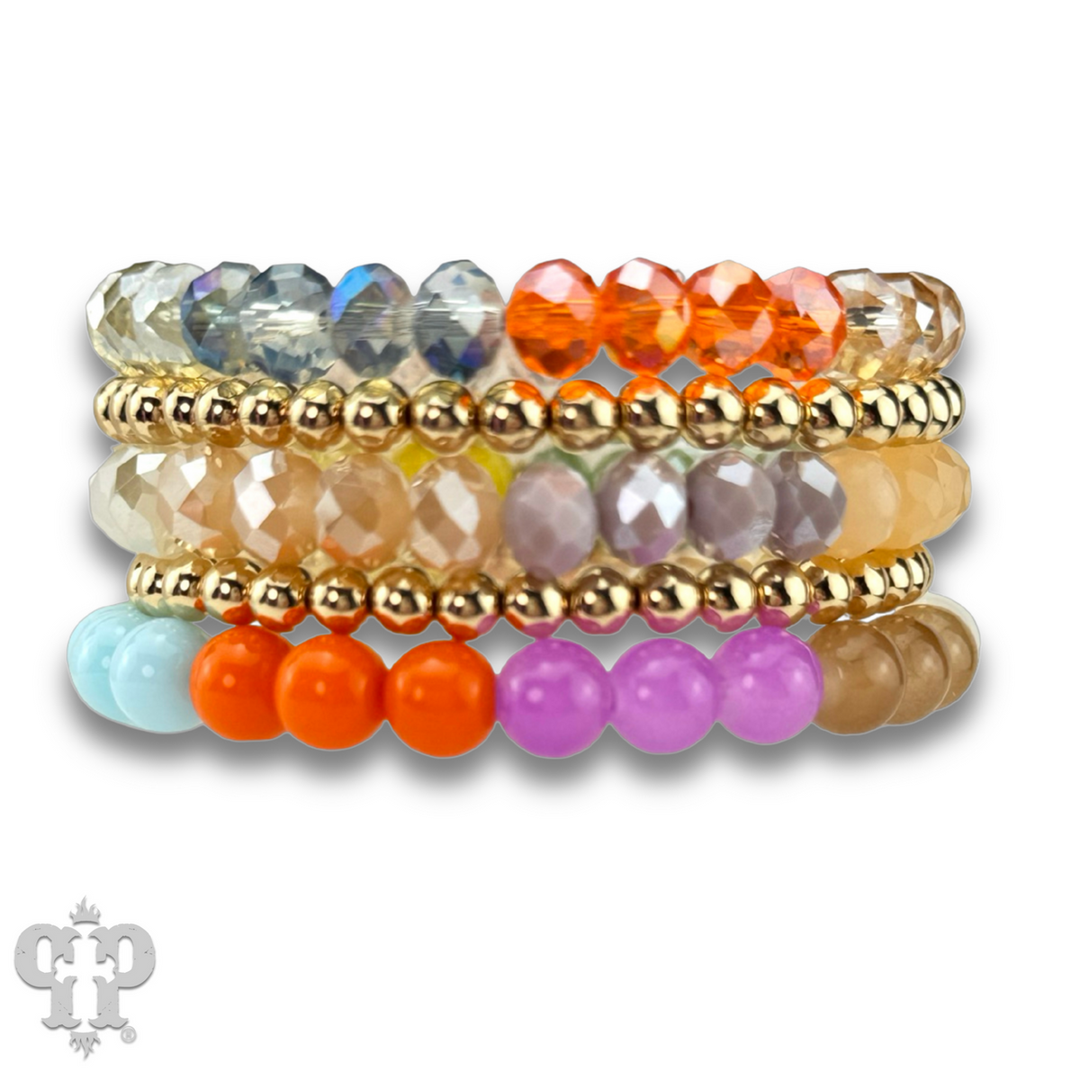 Colorful & Gold Bead Bracelet Set
