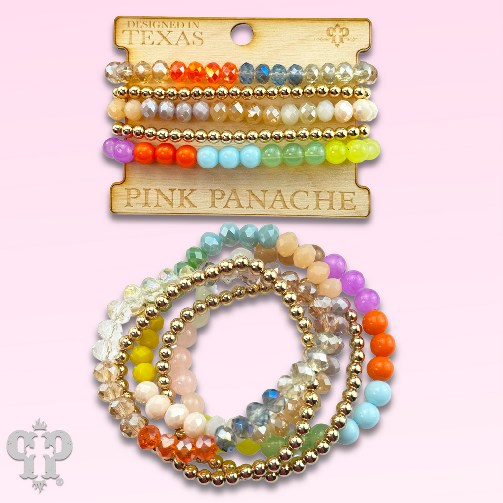 Colorful & Gold Bead Bracelet Set