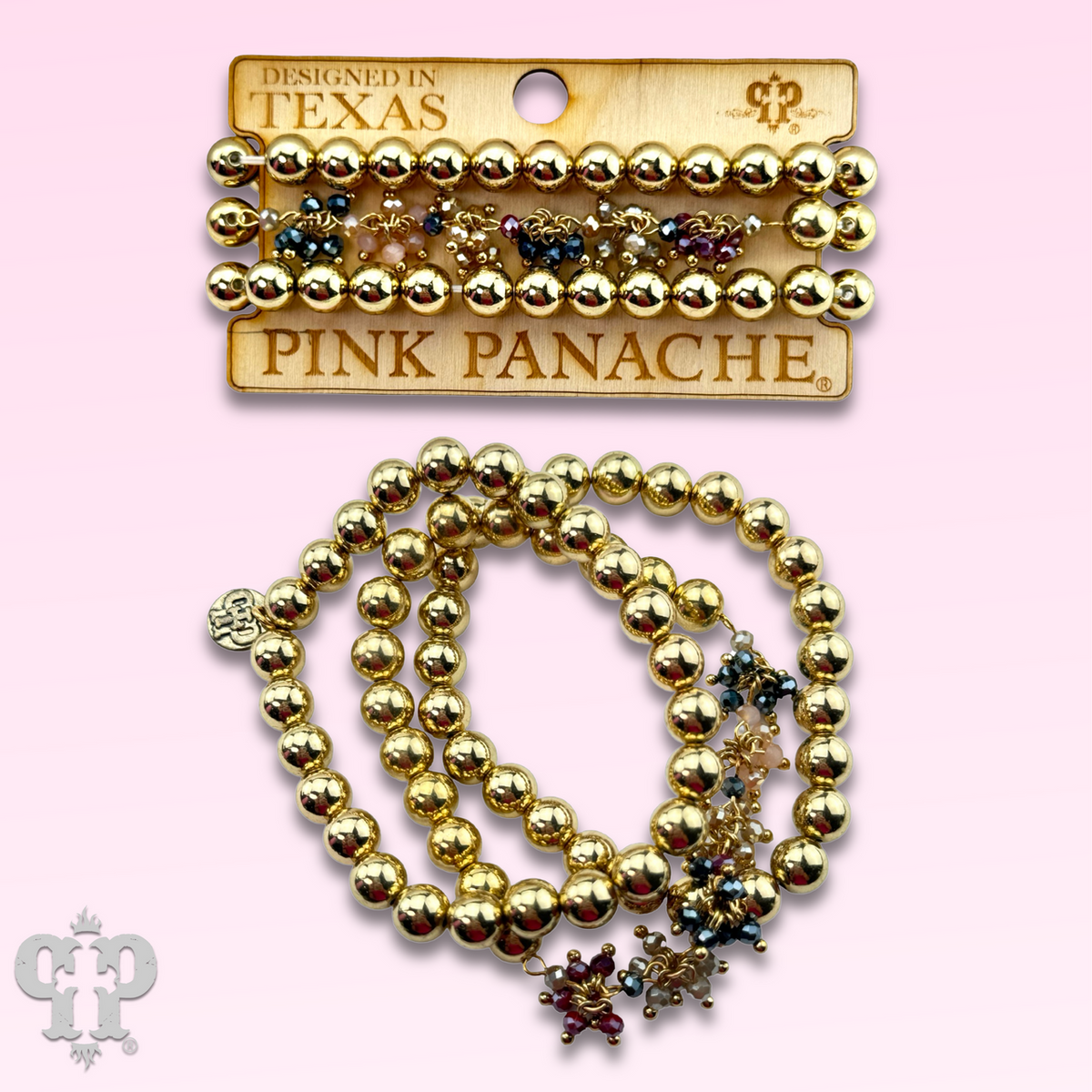 Gold and multi-color bead bracelet set - LC