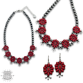 Stone flower squash blossom necklace set, last call