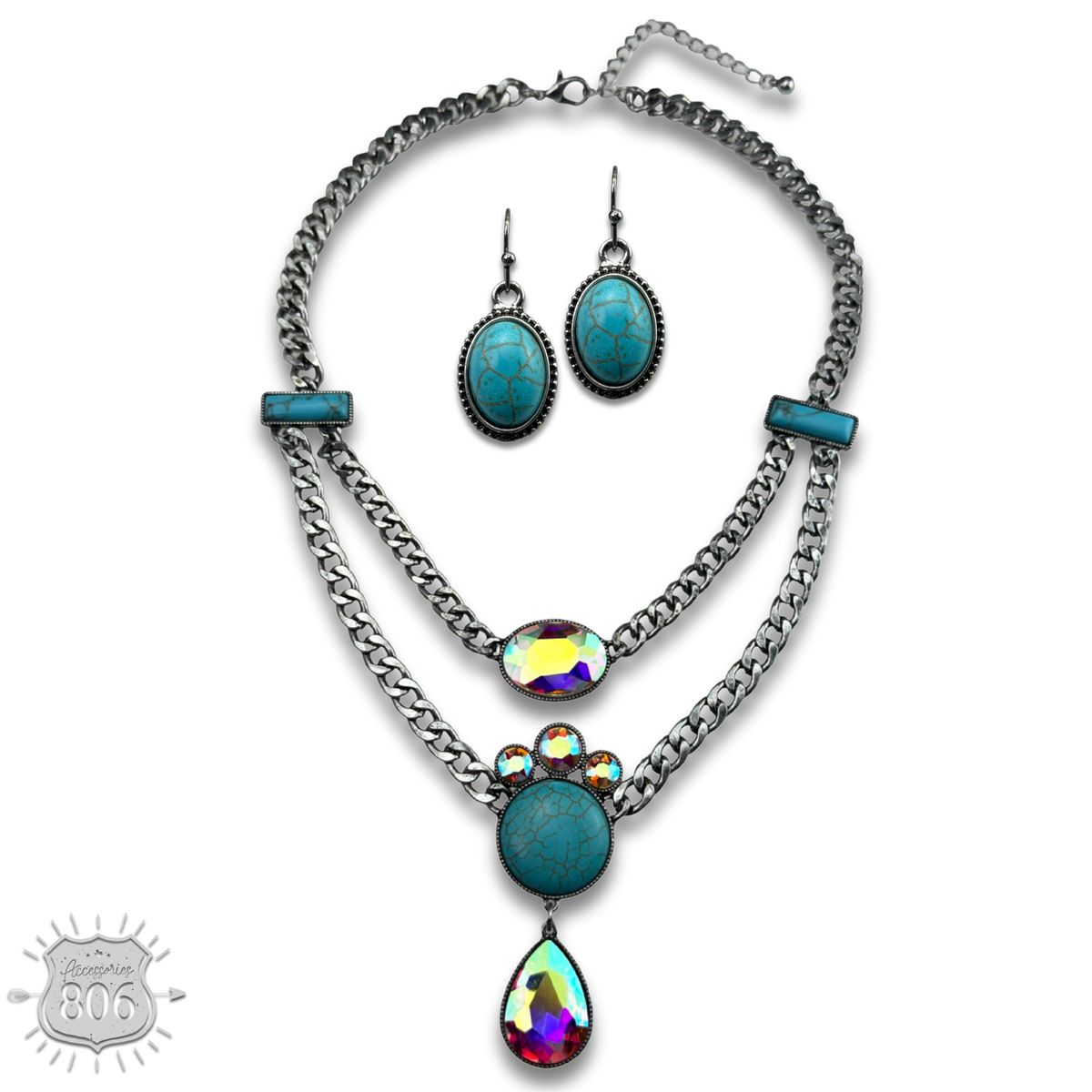 Rhinestone charmed necklace set - LC