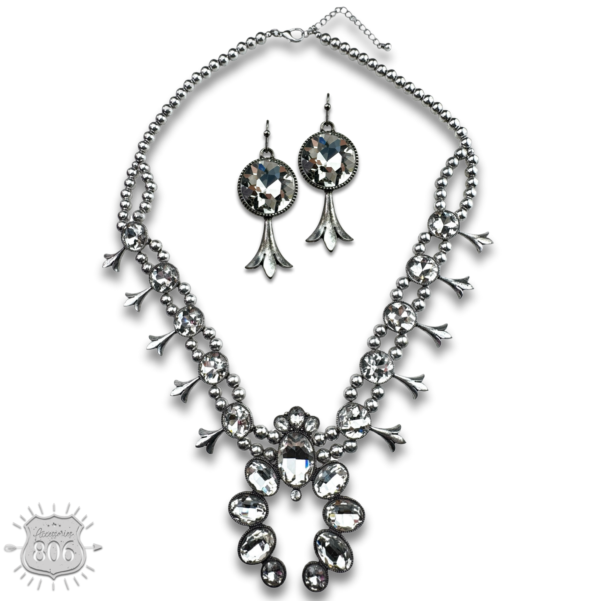 Rhinestone Squash Blossom Necklace Set