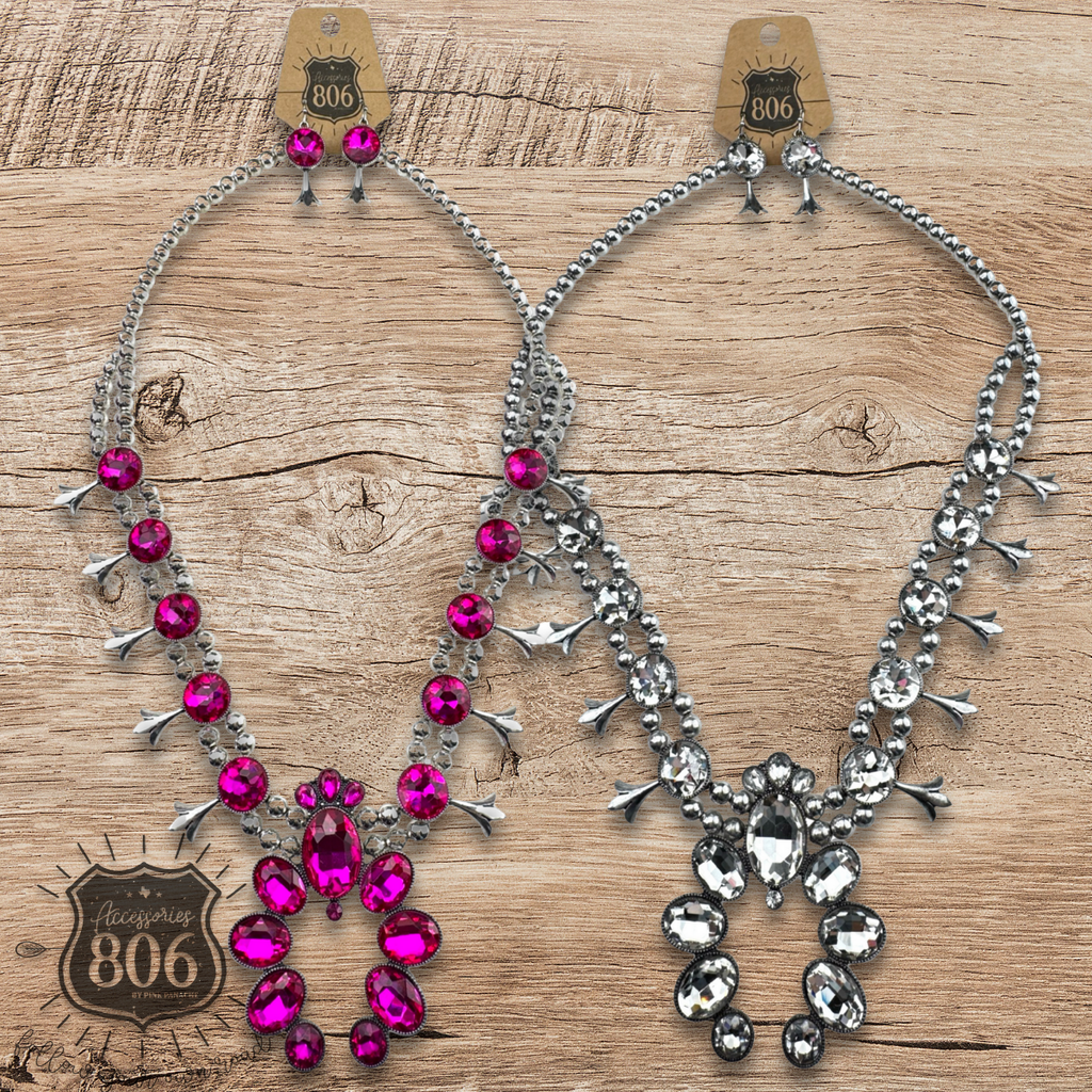 Rhinestone Squash Blossom Necklace Set