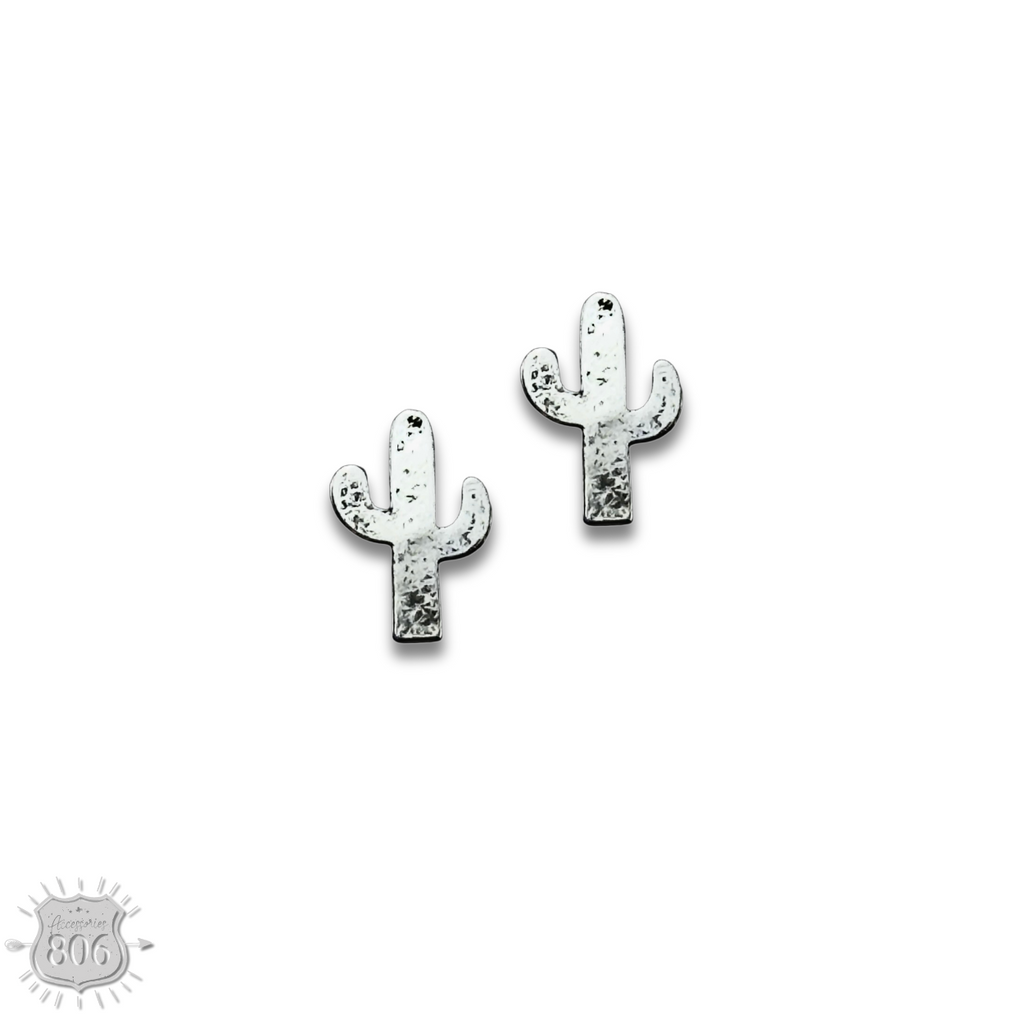 Turquoise and silver cactus earring set