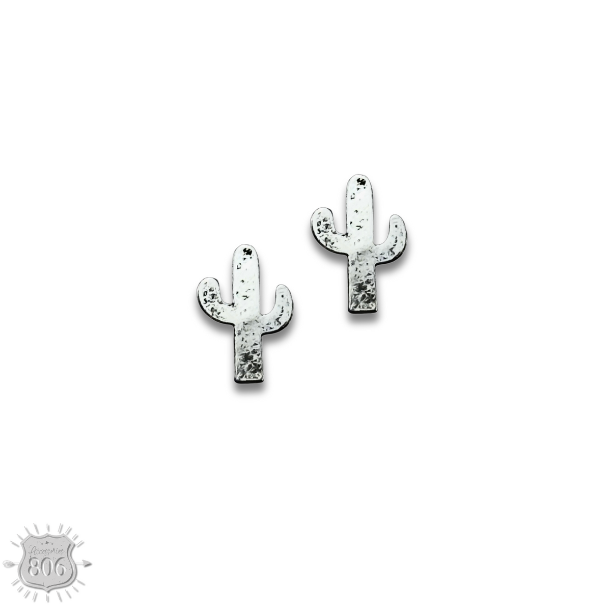 Turquoise and silver cactus earring set