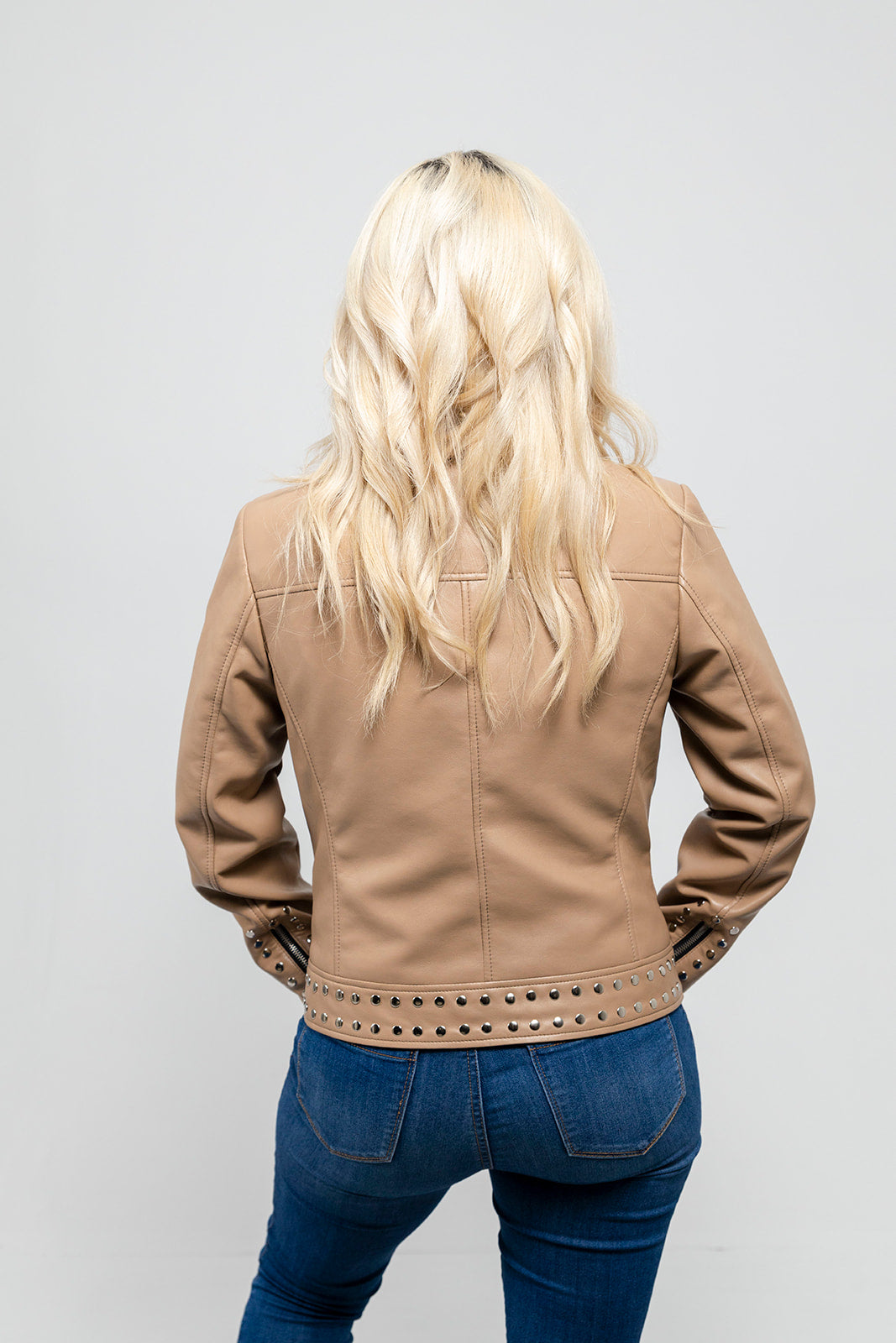 Sandy Women's Studded Faux Leather Moto Jacket