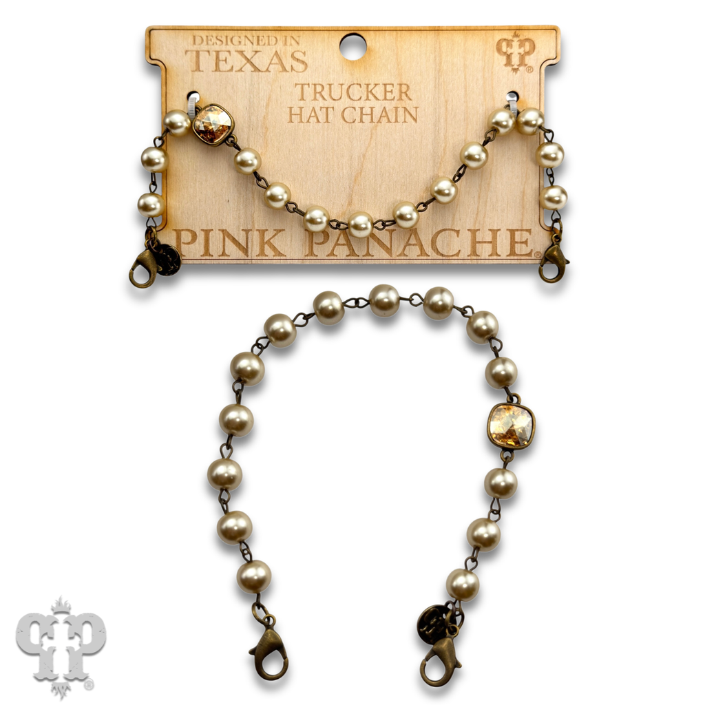 Trucker hat pearl bead chain with crystals from Swarovski®