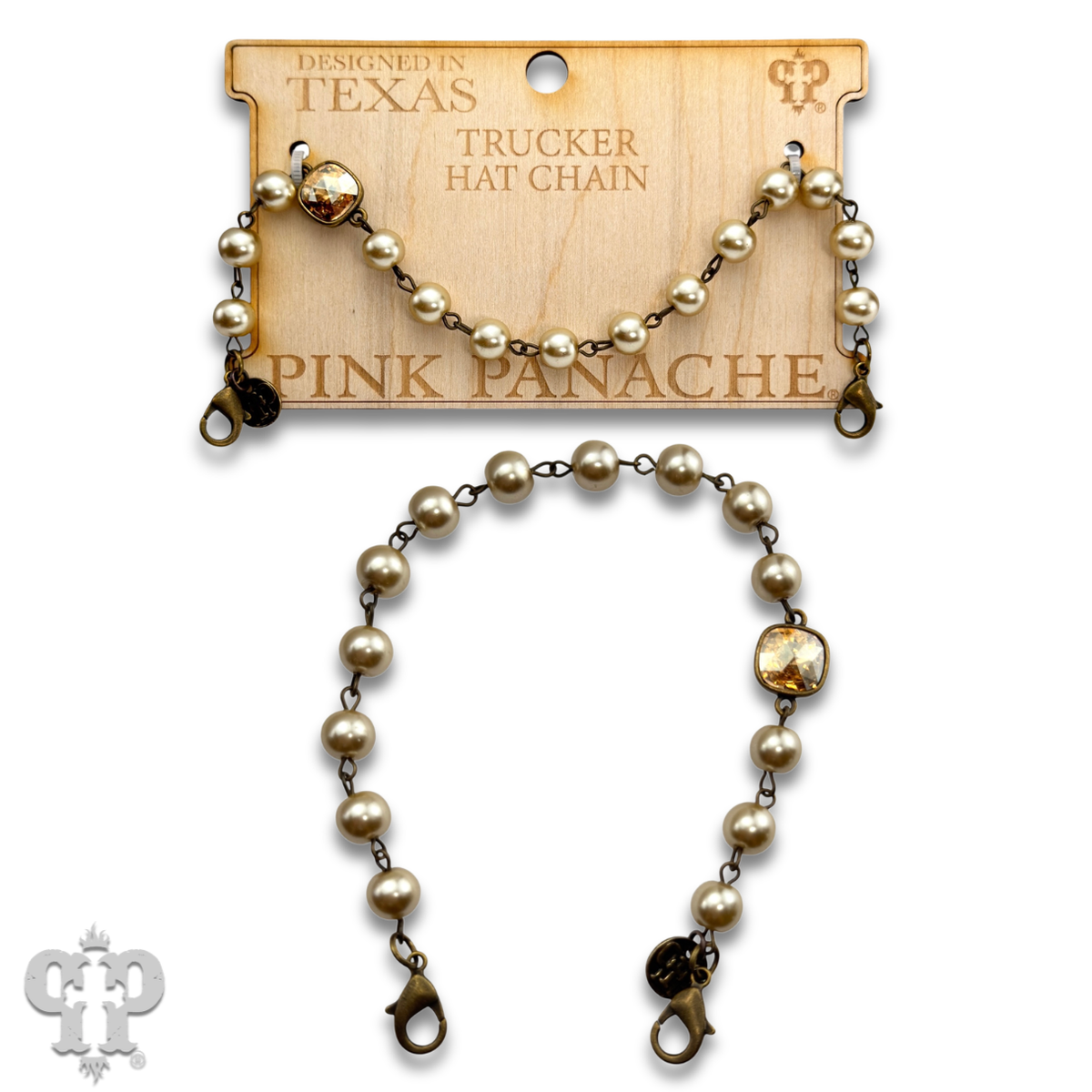 Trucker hat pearl bead chain with crystals from Swarovski®
