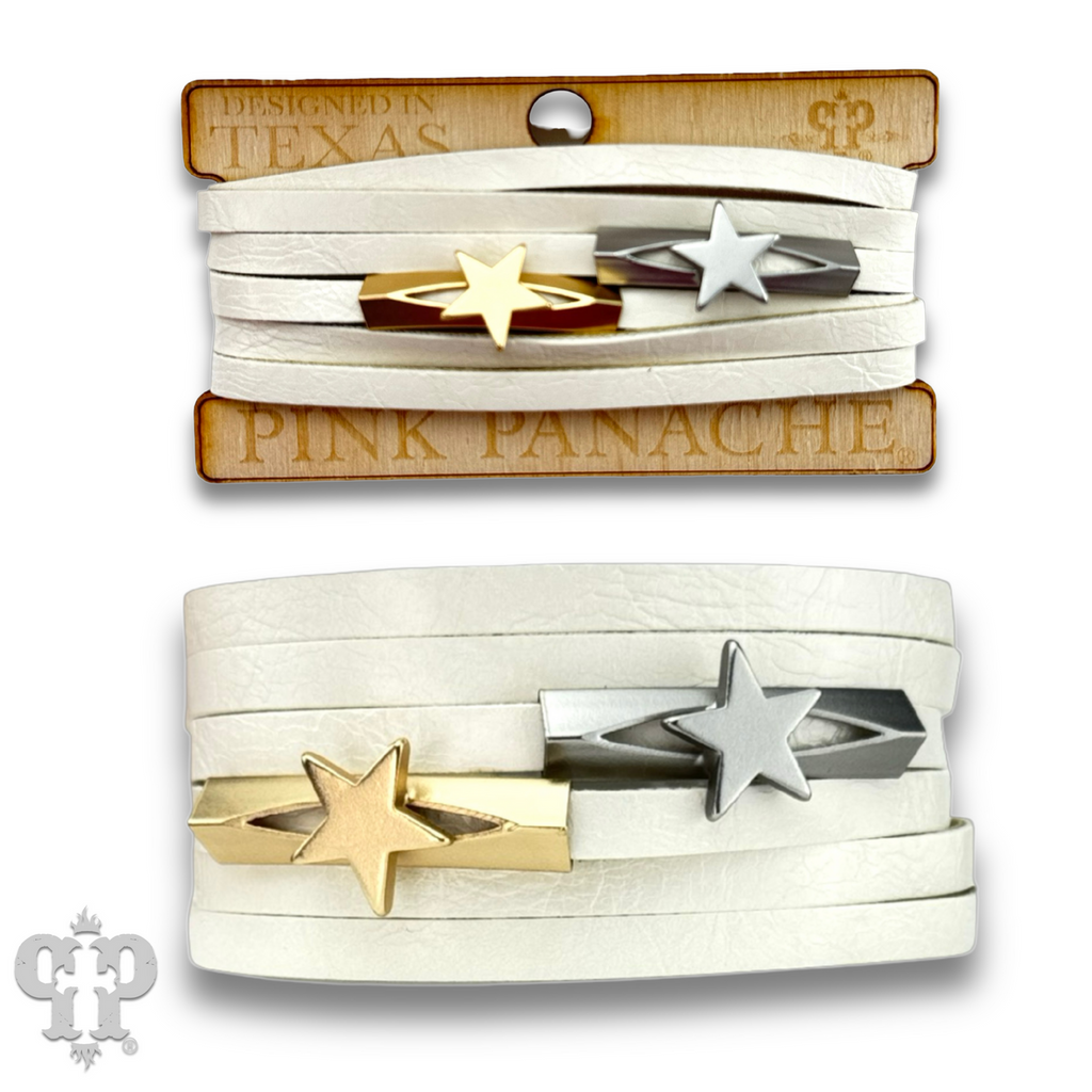 White leather magnetic bracelet