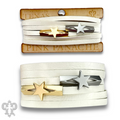 White leather magnetic bracelet