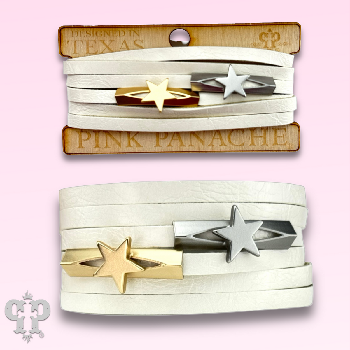 White leather magnetic bracelet