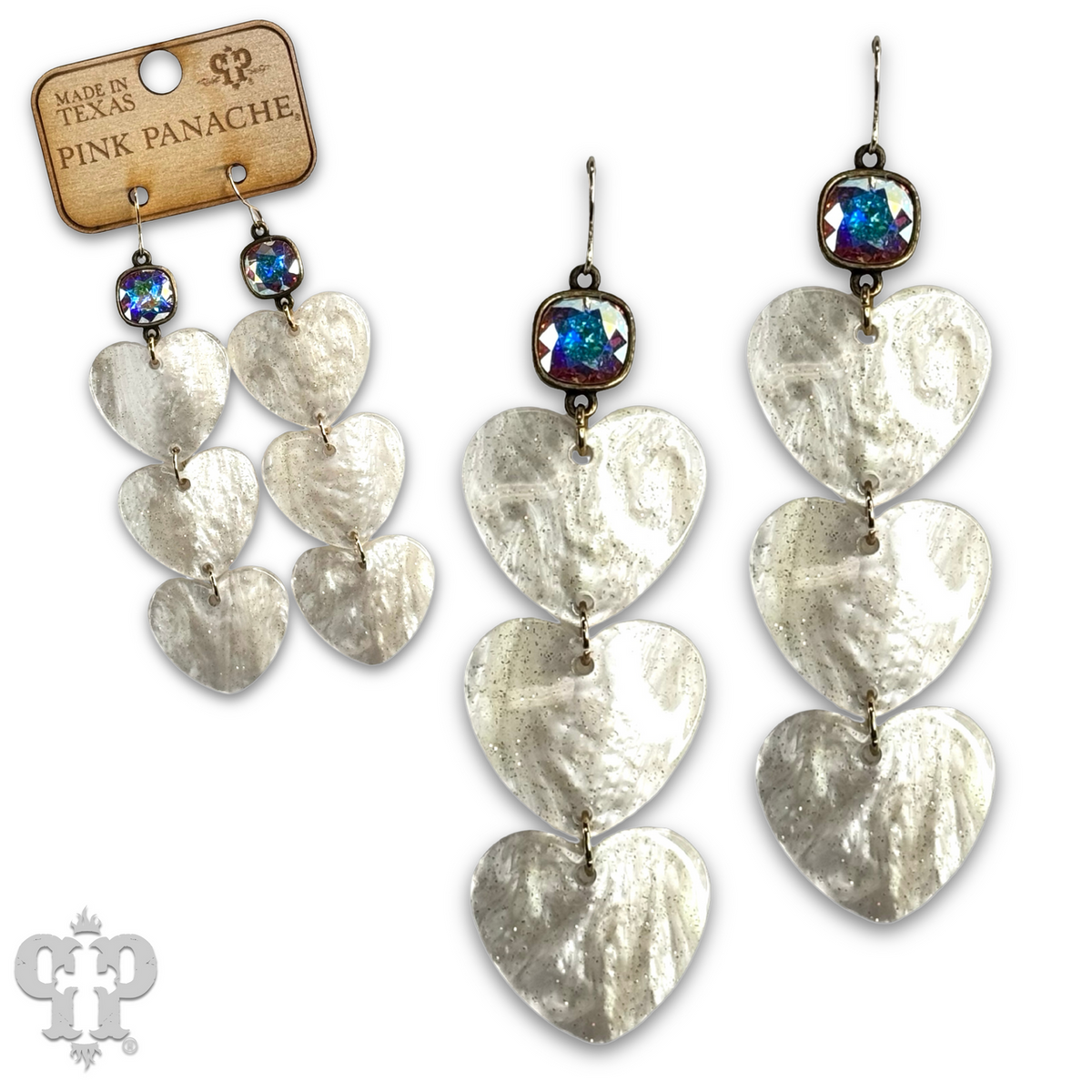 Triple acrylic heart earring with crystals from Swarovski®- LC