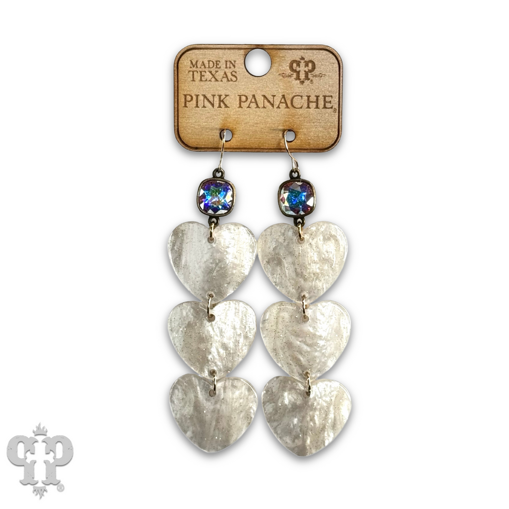 Triple acrylic heart earring with crystals from Swarovski®- LC