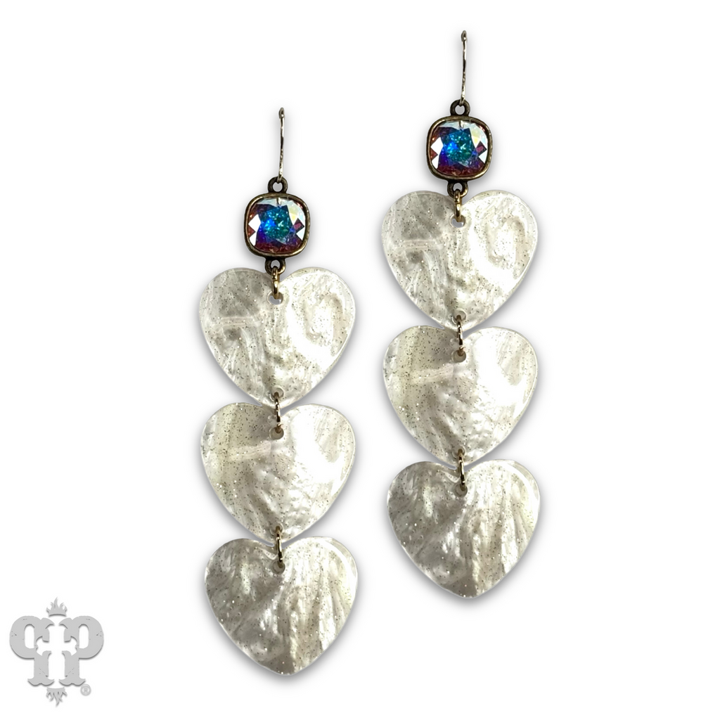 Triple acrylic heart earring with crystals from Swarovski®- LC