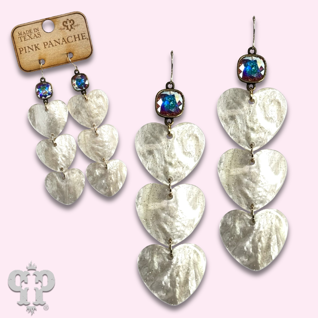 Triple acrylic heart earring with crystals from Swarovski®- LC