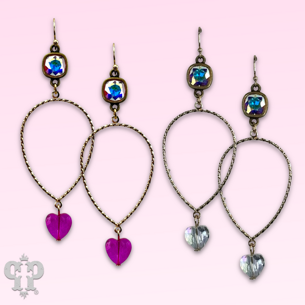 Crystal heart teardrop earring  with crystals from Swarovski®- LC
