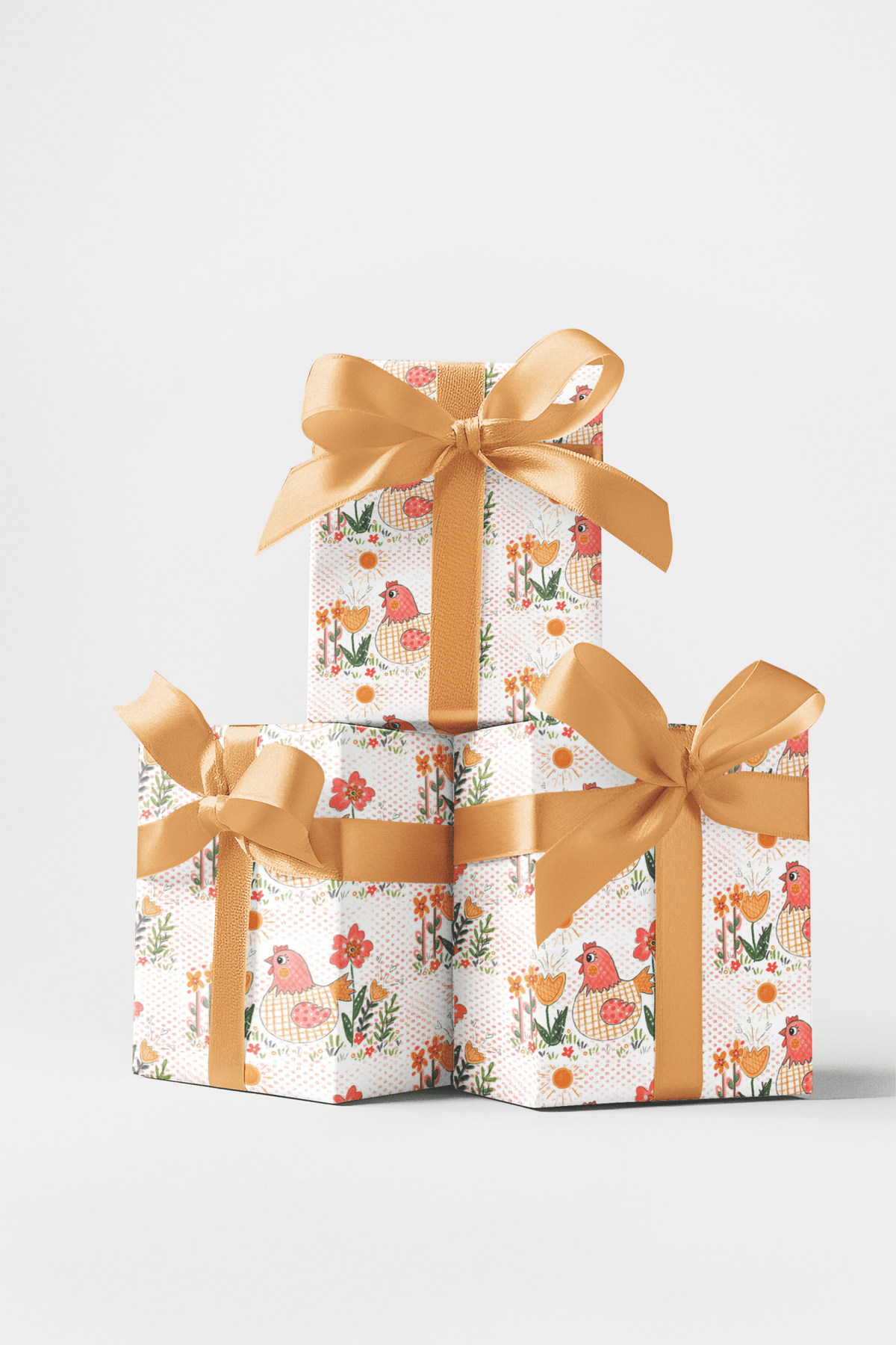 Floral Chicken Wrapping Paper | Michelle Gilsey | Artist Corner
